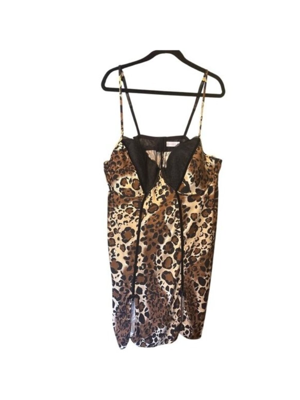 Women's Cacique 26/28 Leopard Print Lingerie Babydoll Slip Dress Under Wire